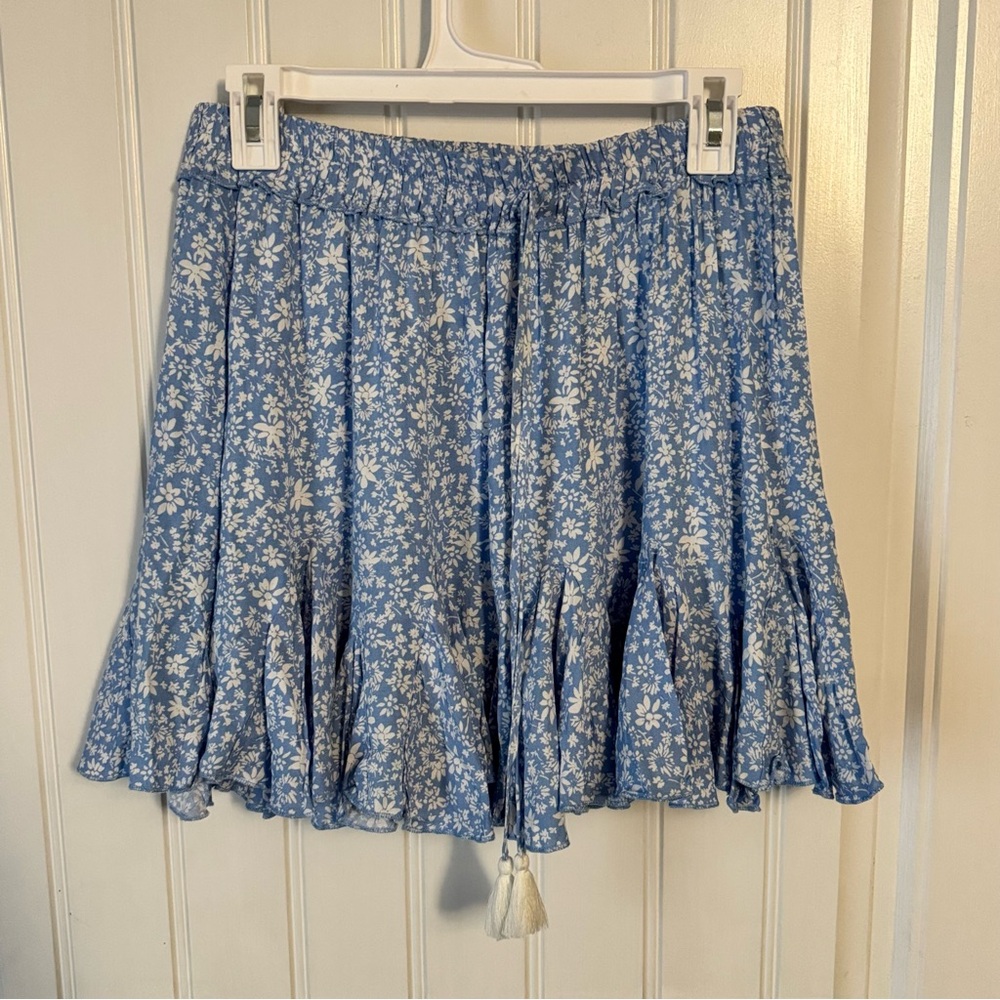 Aakaa Blue Floral Skater‎ Skirt